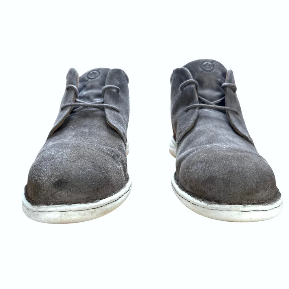 Born Theo Men 13M Grey Suede Chukka Boots Brown Leather Heel Sneaker Sole Hybrid